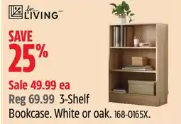 Canadian Tire 3-Shelf Bookcase. White or oak offer