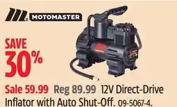 Canadian Tire MotoMaster 12V Direct-Drive Inflator with Auto Shut-Off offer