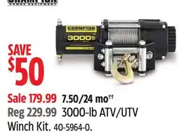 Canadian Tire Champion Power Equipment 3000-lb ATV/UTV Winch Kit offer