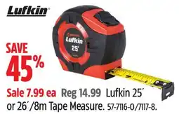 Canadian Tire Lufkin 25´ or 26´/8m Tape Measure offer