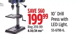 Canadian Tire Mastercraft 10˝ Drill Press with LED Light offer
