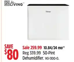 Canadian Tire 50-Pint Dehumidifier offer