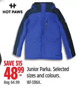 Canadian Tire Junior Parka. Selected sizes and colours offer