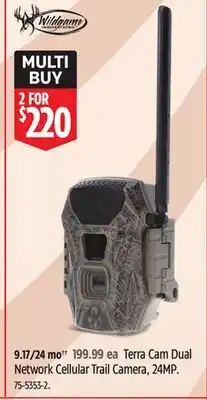 Canadian Tire Wildgame Terra Cam Dual Network Cellular Trail Camera, 24MP offer
