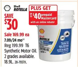 Canadian Tire SHELL ROTELLA T6 Synthetic Motor Oil offer
