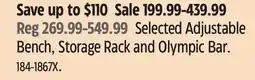 Canadian Tire Selected Adjustable Bench, Storage Rack and Olympic Bar offer
