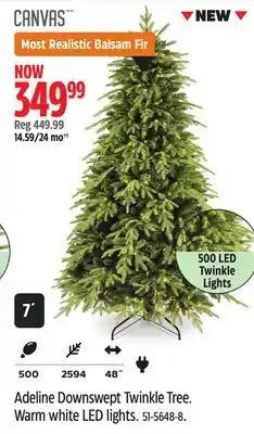 Canadian Tire Adeline Downswept Twinkle Tree. Warm white LED lights offer