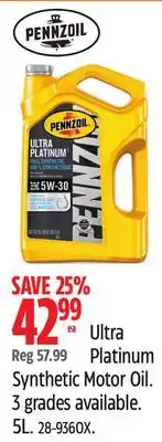 Canadian Tire Pennzoil Ultra Platinum Synthetic Motor Oil offer