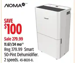 Canadian Tire NOMA Smart 50-Pint Dehumidifier offer