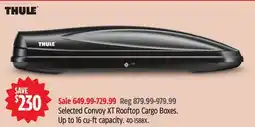 Canadian Tire Thule Selected Convoy XT Rooftop Cargo Boxes. Up to 16 cu-ft capacity offer