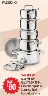 Canadian Tire PADERNO 12-Pc Canadian Signature Stainless-Steel Cookset offer