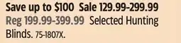 Canadian Tire Selected Hunting Blinds offer