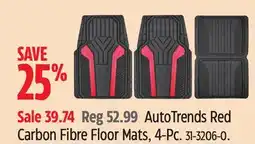 Canadian Tire AutoTrends Red Carbon Fibre Floor Mats offer