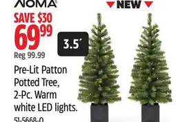 Canadian Tire NOMA Pre-Lit Patton Potted Tree, 2-Pc. Warm white LED lights offer