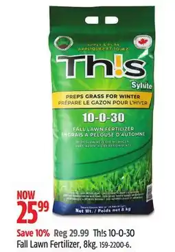 Canadian Tire Th!s 10-0-30 Fall Lawn Fertilizer offer