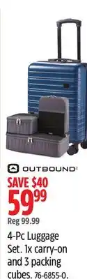 Canadian Tire Outbound 4-Pc Luggage Set. 1x carry-on and 3 packing cubes offer