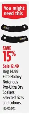 Canadian Tire Elite Hockey Notorious Pro-Ultra Dry Soakers offer