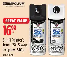 Canadian Tire Rust-Oleum 5-in-1 Painter's Touch 2X. 5ways to spray offer