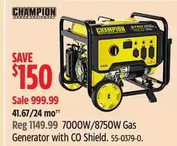 Canadian Tire 7000W/8750W Gas Generator with CO Shield offer
