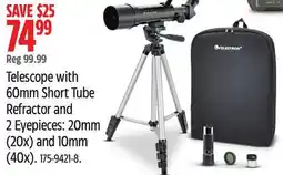 Canadian Tire Telescope with 60mm Short Tube Refractor and offer