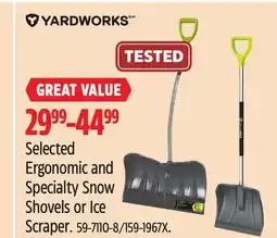 Canadian Tire Yardworks Selected Ergonomic and Specialty Snow Shovels or Ice Scraper offer
