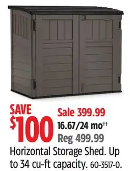 Canadian Tire Horizontal Storage Shed. Up to 34 cu-ft capacity offer