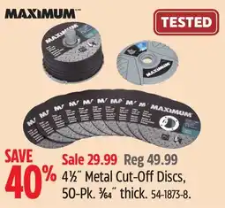 Canadian Tire 41⁄2˝ Metal Cut-Off Discs offer