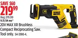 Canadian Tire 20V MAX XR Brushless Compact Reciprocating Saw offer