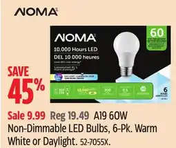 Canadian Tire Noma A19 60W Non-Dimmable LED Bulbs offer