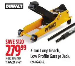 Canadian Tire 3-Ton Long Reach, Low Profile Garage Jack offer