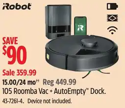 Canadian Tire ROBOT 105 Roomba Vac + AutoEmpty Dock offer