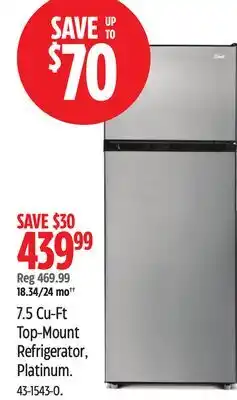 Canadian Tire Master Chef 7.5 Cu-Ft Top-Mount Refrigerator, Platinum offer