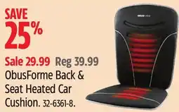 Canadian Tire Obusforme Full Back & Seat Heated Car Cushion offer