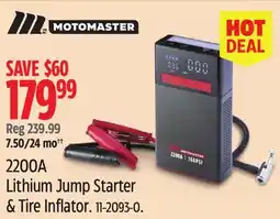 Canadian Tire MotoMaster MB22C Lithium Booster Pack/Jump Starter with Air Compressor, 2200A offer