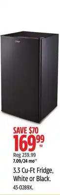 Canadian Tire 3.3 Cu-Ft Fridge, White or Black offer