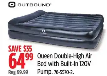 Canadian Tire Outbound Queen Double-High Air Bed with Built-In 120V Pump offer