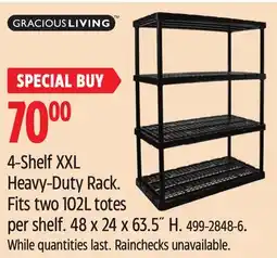 Canadian Tire Gracious Living 4-Shelf XXL Heavy-Duty Rack. Fits two 102L totes per shelf offer
