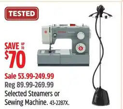 Canadian Tire Singer Selected Steamers or Sewing Machine offer