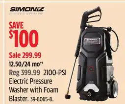 Canadian Tire Simoniz Platinum Electric Pressure Washer with Foam Blaster offer