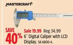 Canadian Tire Mastercraft 6˝ Digital Caliper with LCD Display offer