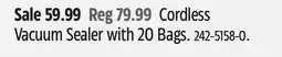 Canadian Tire Cordless Vacuum Sealer with 20 Bags offer