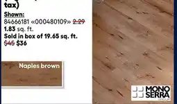 RONA Mono Serra 8-mm laminate flooring $1.29/sq.ft. or more offer