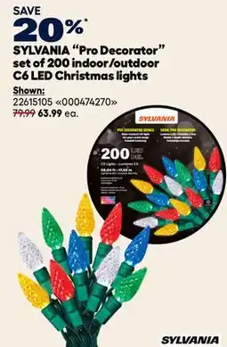 RONA SAVE 20%* SYLVANIA Pro Decorator set of 200 indoor/outdoor C6 LED Christmas lights offer