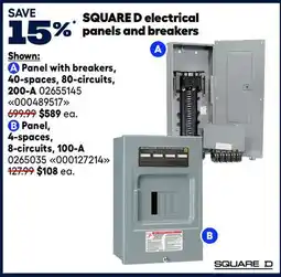 RONA SAVE 15%* SQUARE D electrical panels and breakers offer