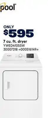 RONA WHIRLPOOL 7 cu. ft. dryer offer
