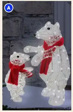RONA Set of 2 lighted bears with red scarves offer