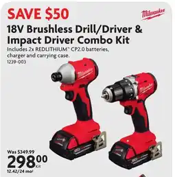 Home Hardware 18V Brushless Drill/Driver & Impact Driver Combo Kit offer