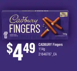 Fortinos CADBURY FINGERS, 114g offer