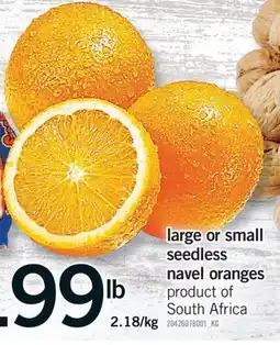 Fortinos LARGE OR SMALL SEEDLESS NAVEL ORANGES offer