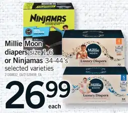 Fortinos MILLIE MOON DIAPERS SIZE 1-6 OR NINJAMAS 34-44'S offer